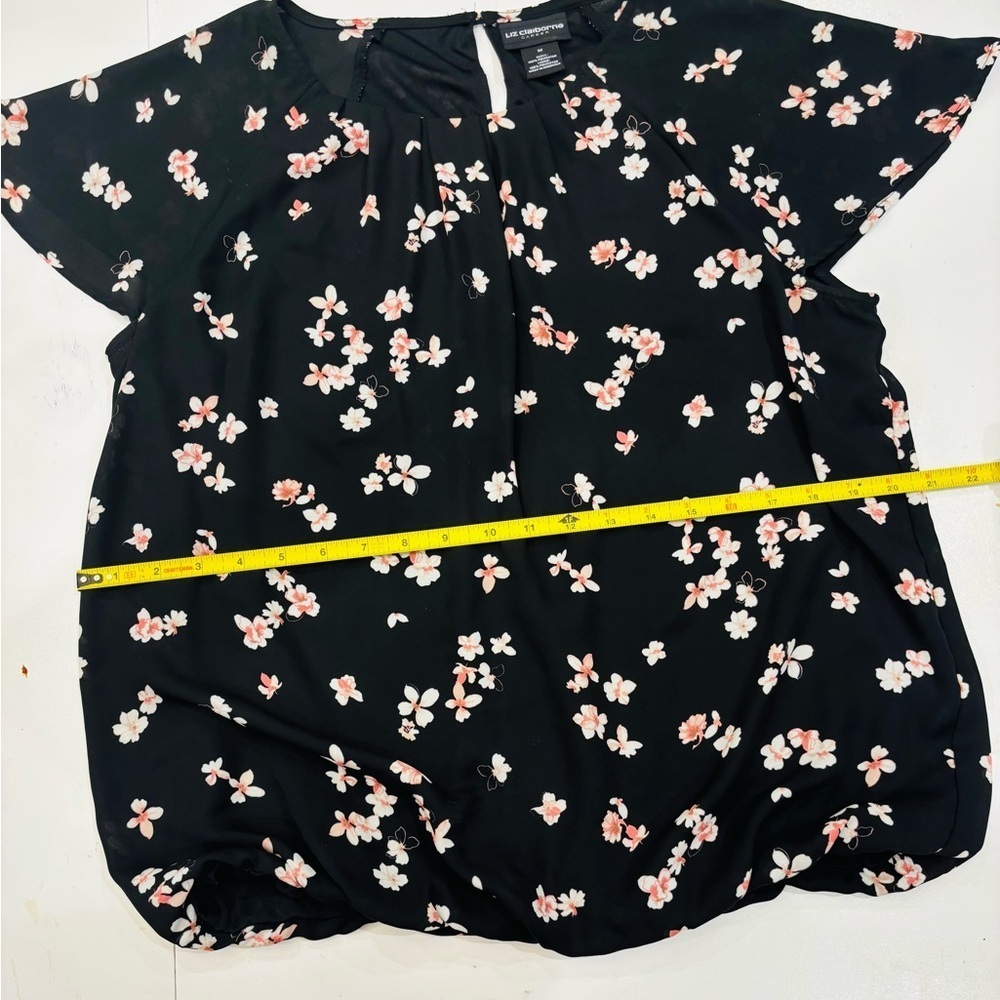 Liz Claiborne Black Floral Blouse size Medium mint condition - Picture 4 of 9